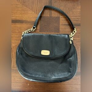 Michael Kors Black Shoulder Bag with Gold Accents